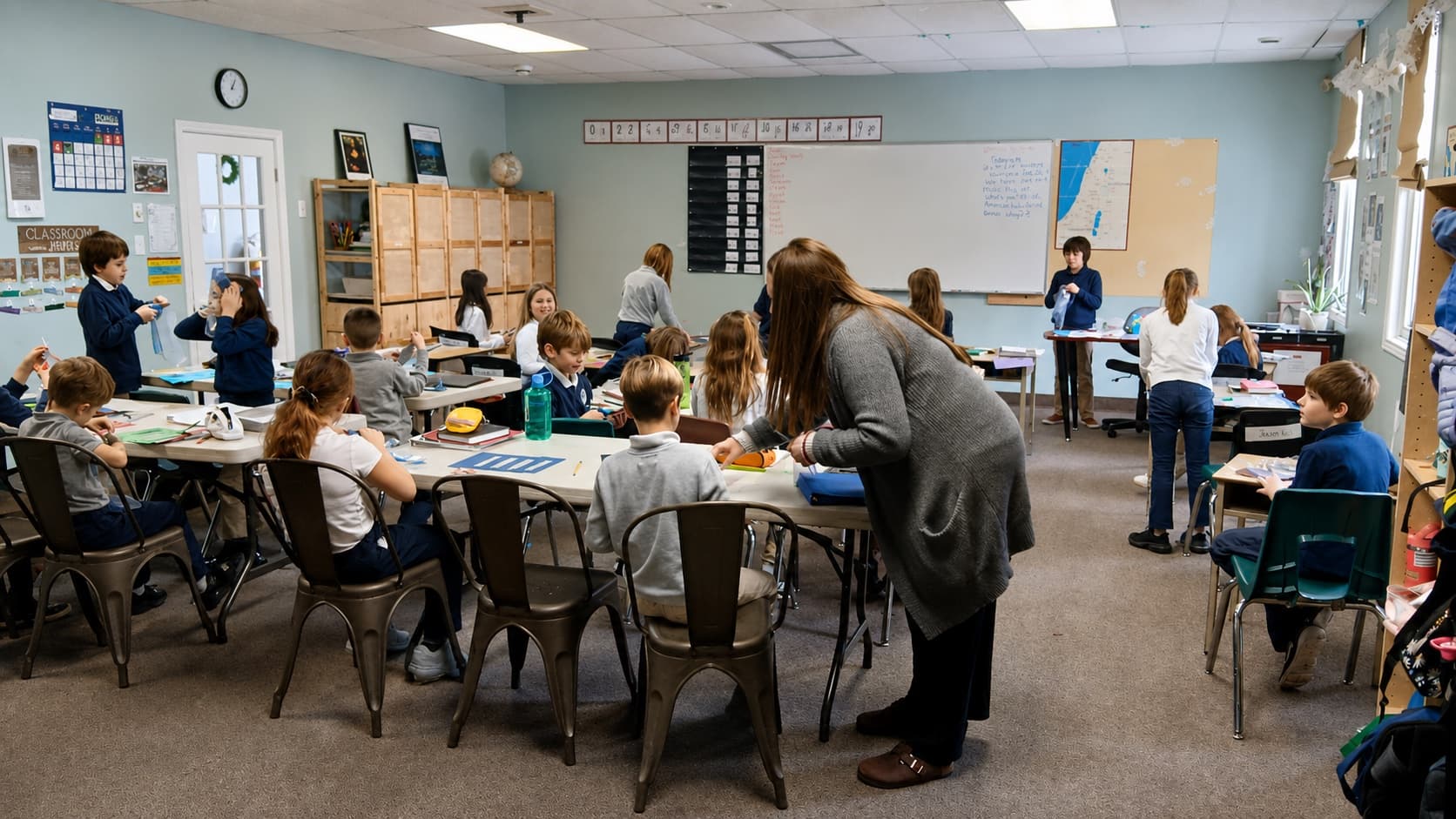 A busy King's Cross Academy classroom at work